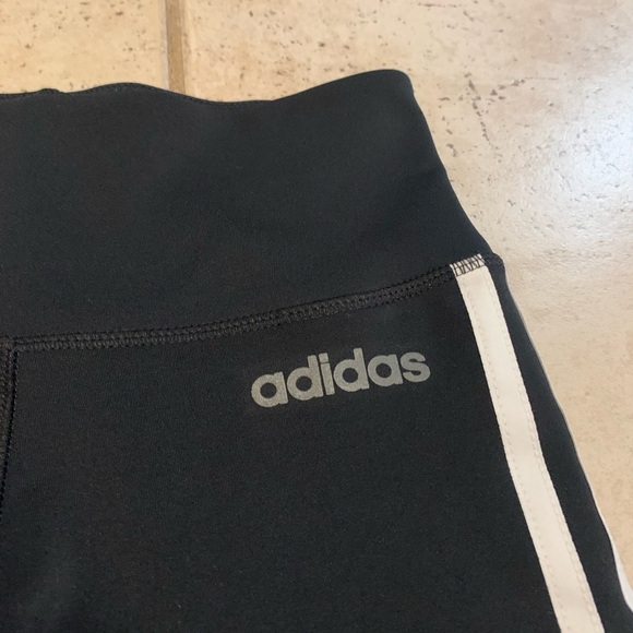Adidas Black & White 3-Stripe Cropped Leggings - XS Climalite - Picture 2 of 7